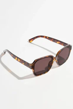 Sunglasses-Dynamite Rectangle 70's Sunglasses Brown