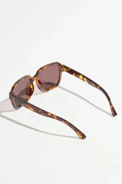 Sunglasses-Dynamite Rectangle 70's Sunglasses Brown