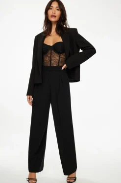 Blazers & Vests-Dynamite Relaxed Long Sleeve Blazer Black