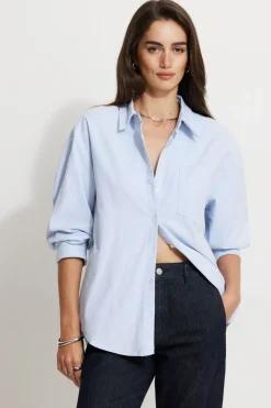 Blouses & Tops | Blouses & Tops-Dynamite Relaxed Oxford Shirt Blue