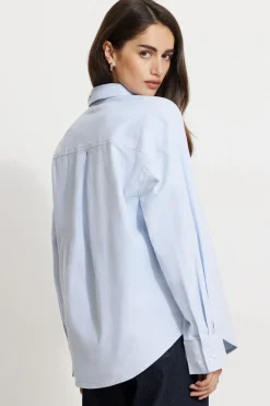 Blouses & Tops | Blouses & Tops-Dynamite Relaxed Oxford Shirt Blue
