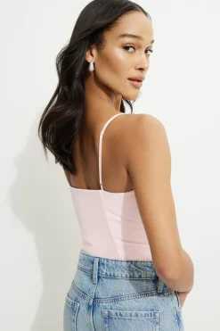 Tees & Tanks | Tees & Tanks-Dynamite Rhinestone Bow Bodysuit Pink