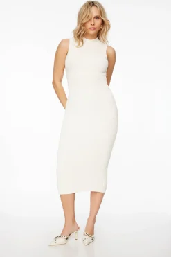 Dresses & Jumpsuits | Midi & Maxi Dresses-Dynamite Ribbed Bodycon Midi Dress White