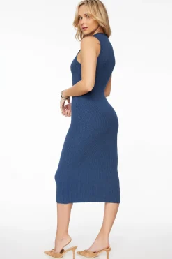Dresses & Jumpsuits | Midi & Maxi Dresses-Dynamite Ribbed Bodycon Midi Dress BLUE