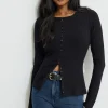 Sweaters & Cardigans | Tees & Tanks-Dynamite Ribbed Flyaway Cardigan Black