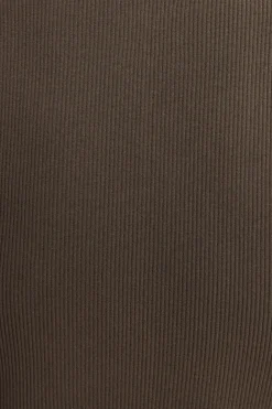 Tees & Tanks | Bestsellers-Dynamite Ribbed Half Zip T-Shirt Brown