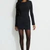 Dresses & Jumpsuits | New Dresses-Dynamite Ribbed Metallic Mini Dress Black