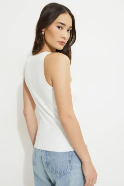 Sweaters & Cardigans | Sweaters-Dynamite Ribbed Pearl Button Vest White