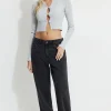 Sweaters & Cardigans | Sweaters-Dynamite Ribbed Peekaboo Sweater Grey