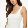 Sweaters & Cardigans | Sweaters-Dynamite Ribbed Square Neck Tank Top White