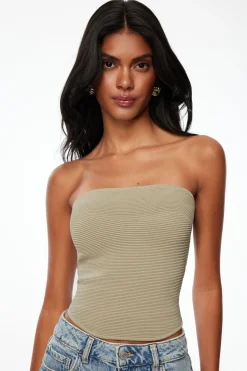 Sweaters & Cardigans | Sweaters-Dynamite Ribbed Tube Top Brown