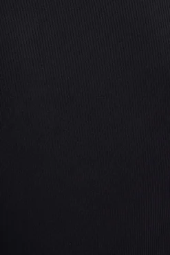 Tees & Tanks | Tees & Tanks-Dynamite Ribbed U-Neck Long Sleeve T Shirt Black