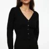 Sweaters & Cardigans | Sweaters-Dynamite Ribbed V-Neck Cardigan Black