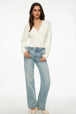 Sweaters & Cardigans | Sweaters-Dynamite Ribbed V-Neck Cardigan White
