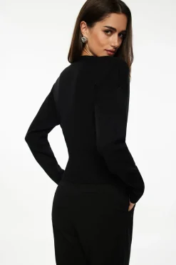 Sweaters & Cardigans | Sweaters-Dynamite Ribbed V-Neck Cardigan Black