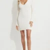 Dresses & Jumpsuits | New Dresses-Dynamite Ribbed V-Neck Mini Dress White