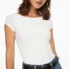 Tees & Tanks | Tees & Tanks-Dynamite Romie Sculpt Boat Neck Bodysuit White
