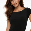 Tees & Tanks | Tees & Tanks-Dynamite Romie Sculpt Boat Neck Bodysuit Black