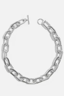 Necklaces-Dynamite Roped Chain Link Necklace Grey