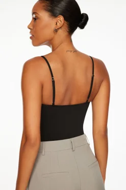 Tees & Tanks | Bodysuits-Dynamite Rosette Mesh Bodysuit Black