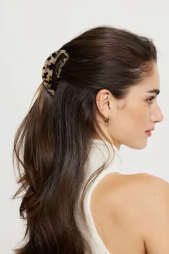 Hair Accessories-Dynamite Rounded Acetate Claw Hair Clip Brown