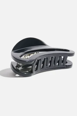 Hair Accessories-Dynamite Rounded Acetate Claw Hair Clip Black