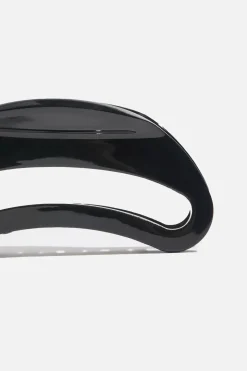 Hair Accessories-Dynamite Rounded Acetate Claw Hair Clip Black