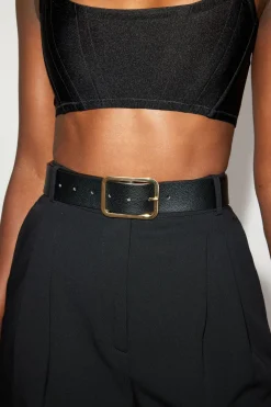 Belts-Dynamite Rounded Square Buckle Belt Black