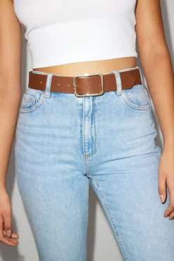 Belts-Dynamite Rounded Square Buckle Belt Brown