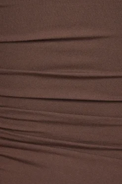 Tees & Tanks | Tees & Tanks-Dynamite Ruched Crewneck Top Brown