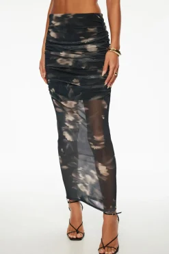 Skirts & Skorts | Matching Sets-Dynamite Ruched Mesh Maxi Skirt Black