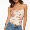 Tees & Tanks | Tees & Tanks-Dynamite Ruched Mesh Top Brown