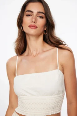 Blouses & Tops | Blouses & Tops-Dynamite Ruched Smocked Tube Top White