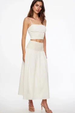 Blouses & Tops | Blouses & Tops-Dynamite Ruched Smocked Tube Top White