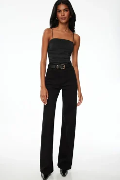 Tees & Tanks | Tees & Tanks-Dynamite Ruched Tube Bodysuit Black