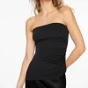 Tees & Tanks | Tees & Tanks-Dynamite Ruched Tube Top Black