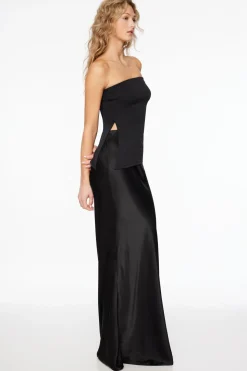 Tees & Tanks | Tees & Tanks-Dynamite Ruched Tube Top Black