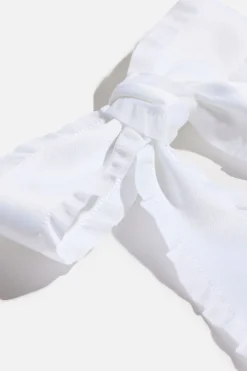 Hair Accessories-Dynamite Ruffle Edge Bow Hairclip White