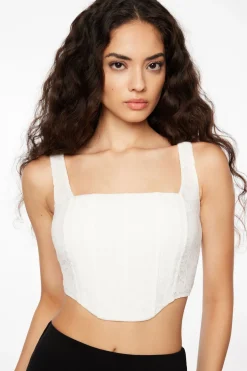 Blouses & Tops | Blouses & Tops-Dynamite Saige Lace Square Neck Corset Top White