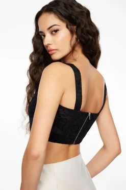 Blouses & Tops | Blouses & Tops-Dynamite Saige Lace Square Neck Corset Top Black