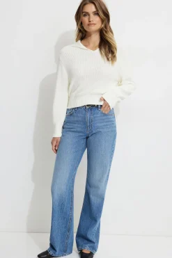 Sweaters & Cardigans | Online Exclusives-Dynamite Sailor Collar Sweater White