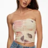 Tees & Tanks | Sleeveless Tops-Dynamite Salma Ruched Mesh Bustier Top Pink