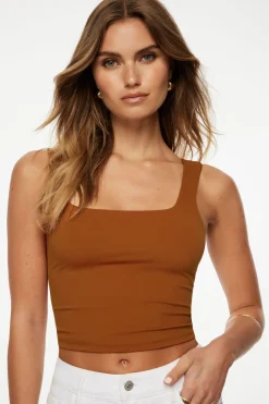 Tees & Tanks | Tees & Tanks-Dynamite Sam Square Neck Waist Tank Top Red