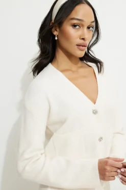 Hair Accessories-Dynamite Satin Gem Headband White