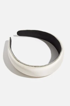 Hair Accessories-Dynamite Satin Gem Headband White