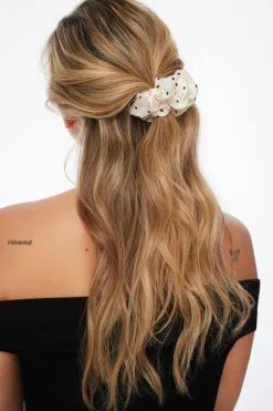 Hair Accessories-Dynamite Satin Scrunchie White
