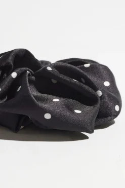 Hair Accessories-Dynamite Satin Scrunchie Black