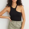 Tees & Tanks | Bodysuits-Dynamite Sculpt High Neck Asymmetric Bodysuit Black