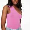 Bodysuits | Sleeveless Tops-Dynamite Sculpt One Shoulder Bodysuit Purple