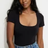 Tees & Tanks | Online Exclusives-Dynamite Sculpt Scoop Neck Bodysuit Black